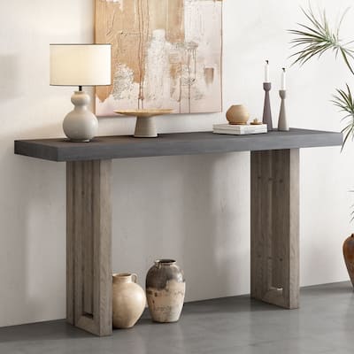 Roomfitters Oak Veneer Console Table with Distinctive Side Design, Entryway Table for Hallway