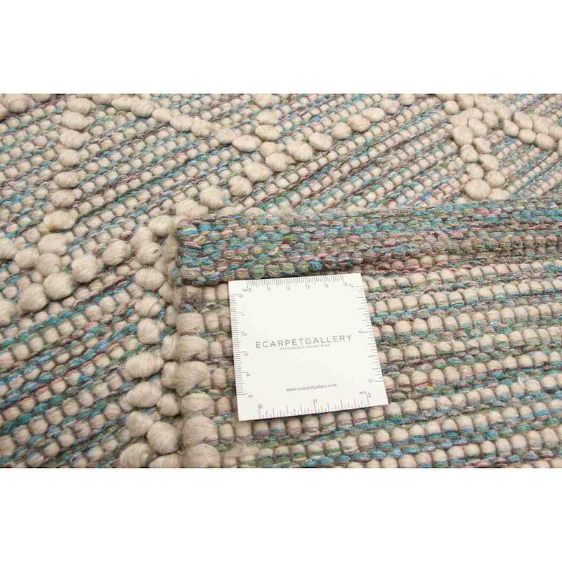 ECARPETGALLERY Braid weave Sienna Turquoise Wool Rug - 4'11 x 7'10