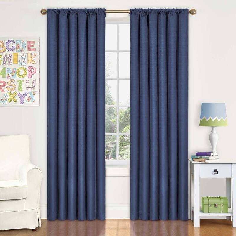 Eclipse Kendall Blackout Window Curtain Panel - 84 Inches - Denim