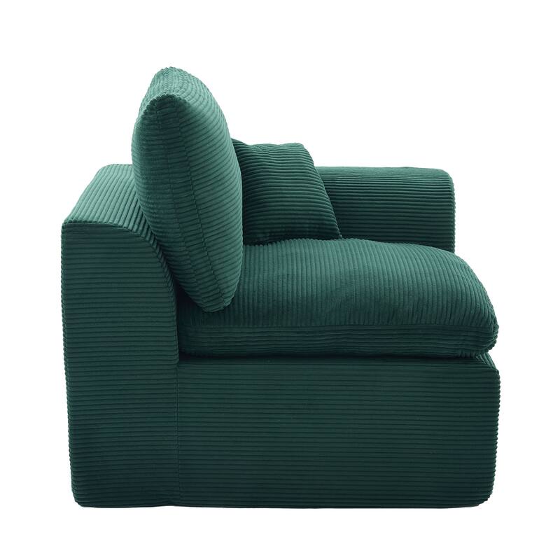 Modern 2-Seater Corduroy Cloud Sofa Modular 2-Piece Sectional Sofa with Removable Covers, for Living Room, Bedroom, Emerald