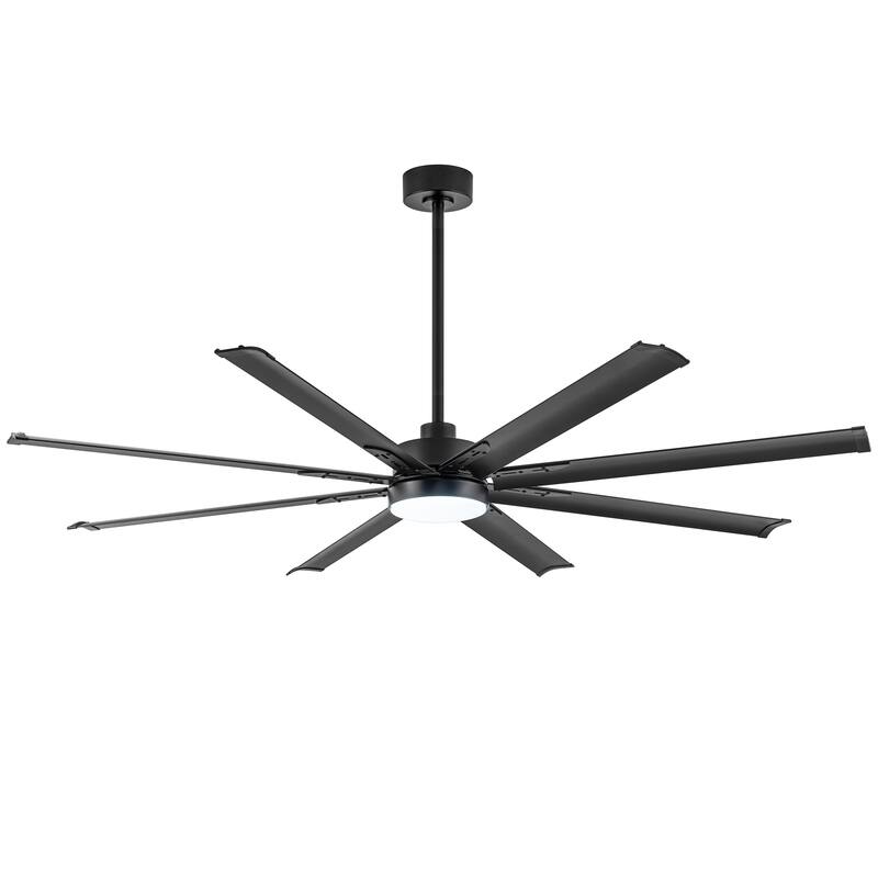 72-inch Black Integrated LED Ceiling Fan with Light and Remote (8- Aluminum Blades)