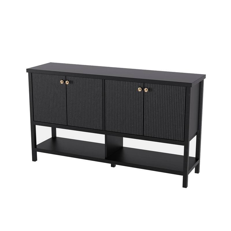 Farmhouse 59" Fluted Console Table with Storage, Entryway Table Hallway Cabinet for Living Room