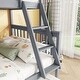 preview thumbnail 14 of 25, Twin Over Full Bunk Kids Bed Frame with Trundle, Detachable & Convertible Bed with Reversible Ladder & Guardrail, Espresso