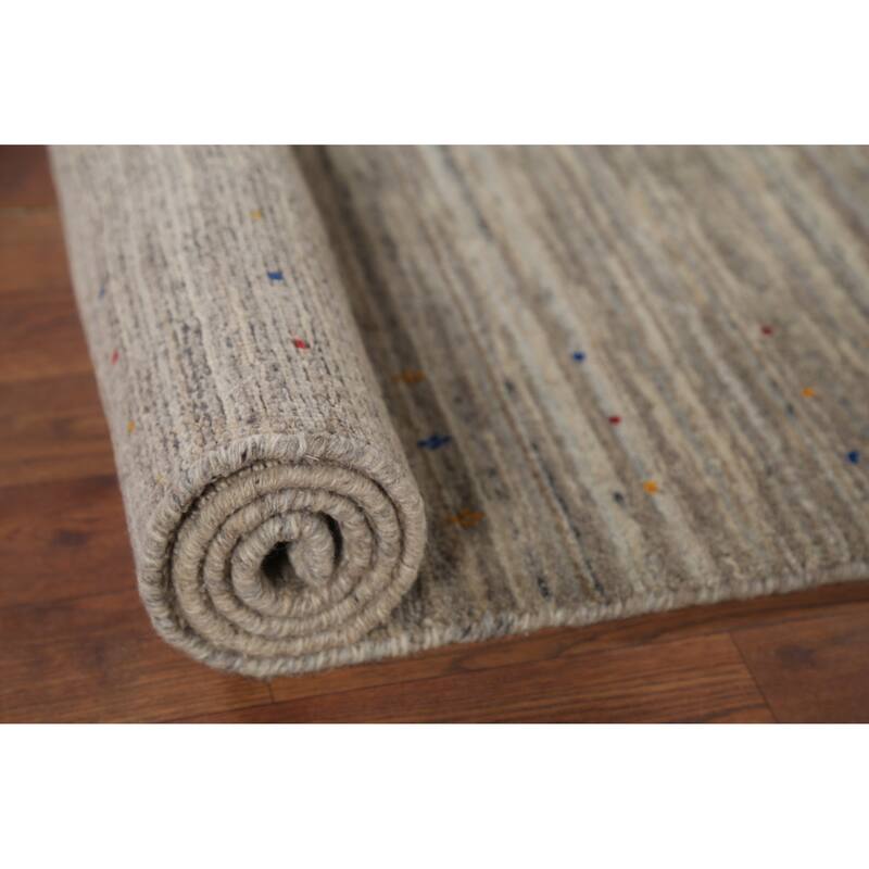 Striped Gabbeh Indian Runner Rug Hand-Knotted Wool Carpet - 2'11"x 9'8"