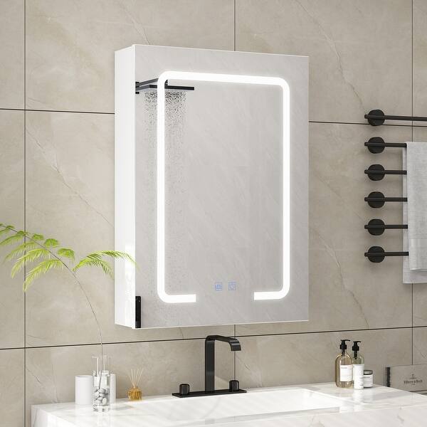 Elegant LED Lighted Bathroom Cabinet Space-Saving Wall-Mounted Design ...