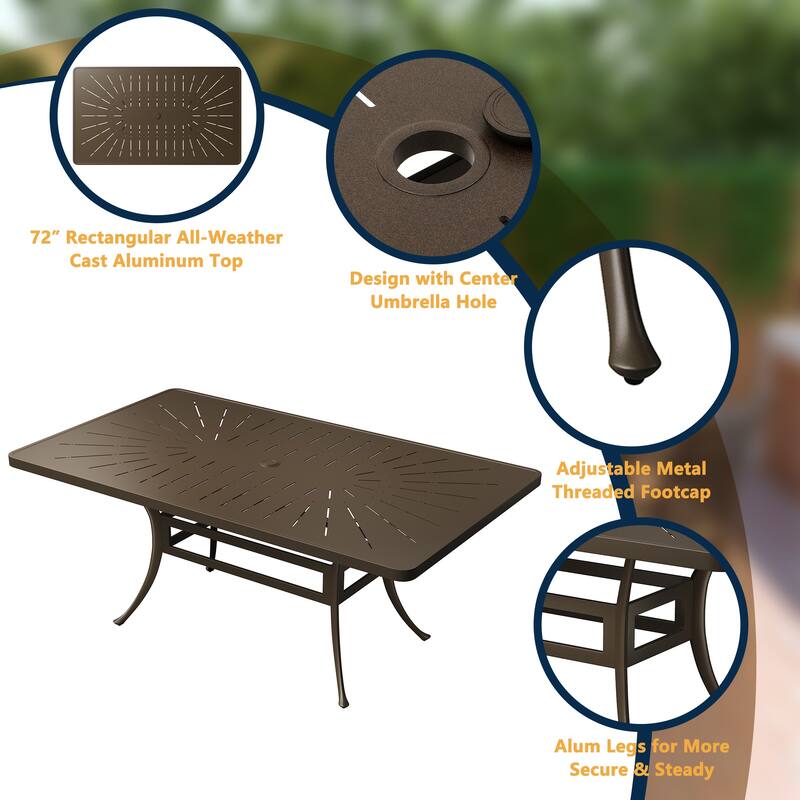 9-Piece Cast Aluminum Patio Dining Set with Cushions
