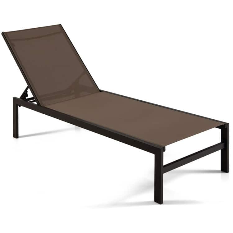 6-Position Chaise Lounge Chairs with Rustproof Aluminium Frame - 60.5"-78" x 25" x 39.5"-25.5" (L x W x H)