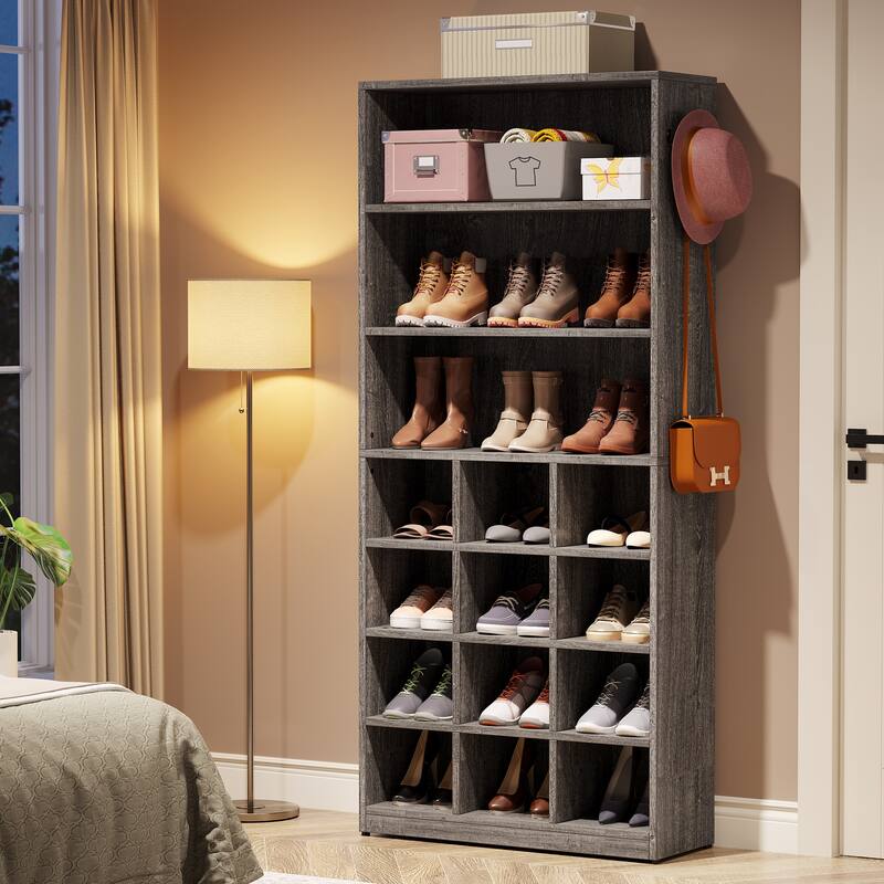 Modern Shoe Storage Cabinet with Shelves, 24 Pair Freestanding Shoe Rack Storage Organizer for Hallway Bedroom Entryway