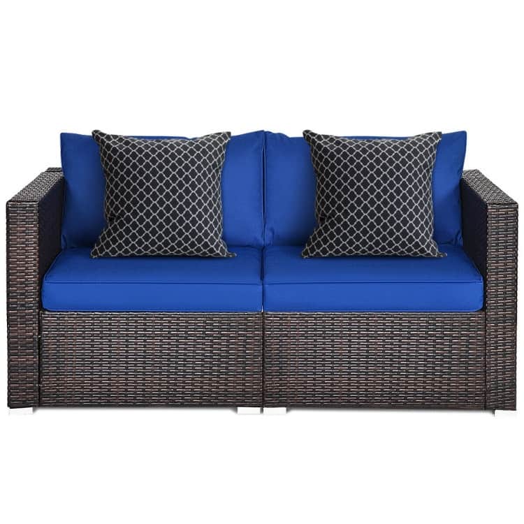 2PCS Patio Rattan Sectional Conversation Sofa Set - 29.5" x 29.5" x 25.5" (L x W x H)