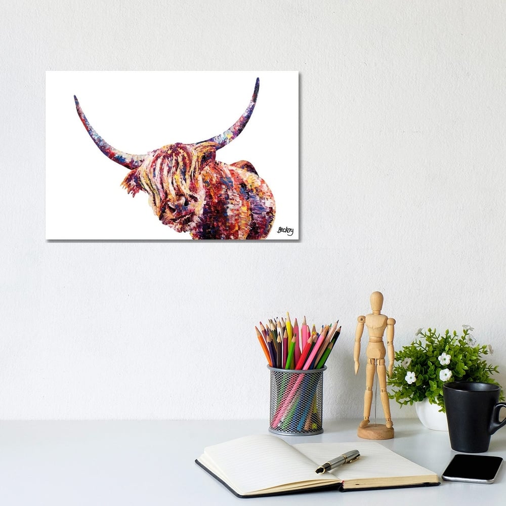 iCanvas "Olivia's Highland Cow" by Becksy Canvas Print