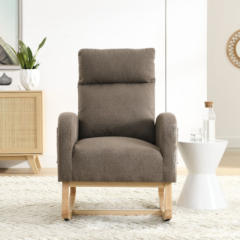 27.6"W Modern Accent High Backrest Living Room Lounge Arm Rocking Chair, Two Side Pocket