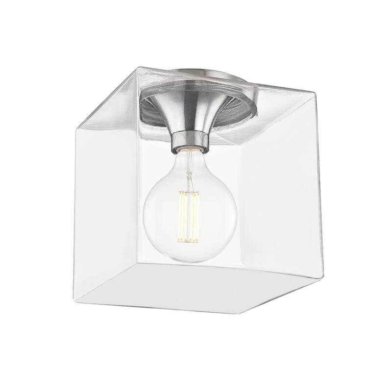 Mitzi by Hudson Valley Grace 1-light Polished Nickel Large Flush Mount, Clear Glass