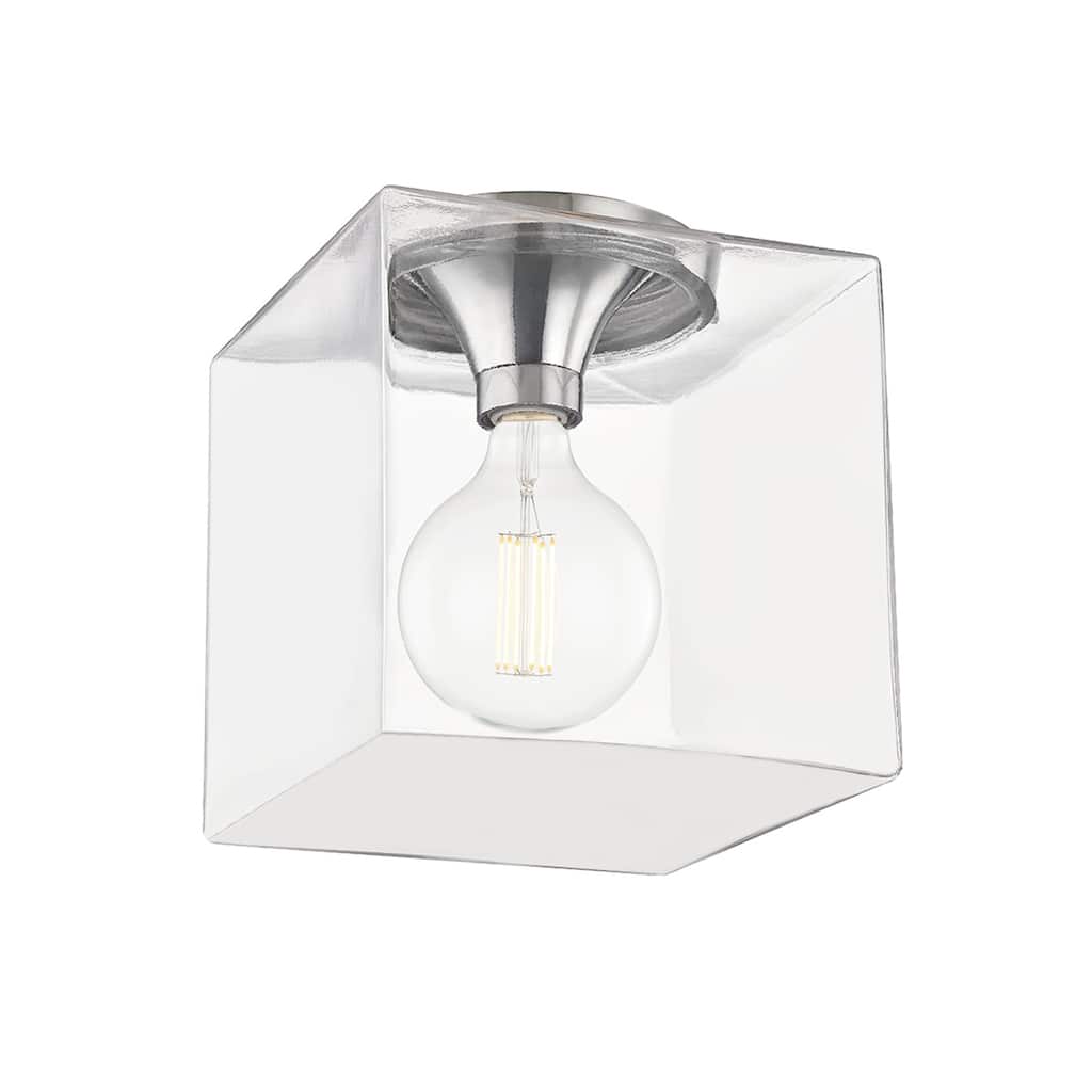 Mitzi by Hudson Valley Grace 1-light Polished Nickel Large Flush Mount, Clear Glass