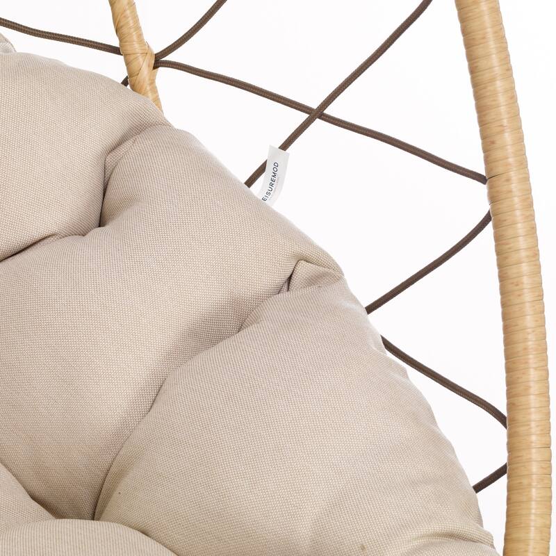 Summit Hanging Egg Swing Chair with Brown Frame & Foldable Shell for Home Patio Garden Backyard Porch