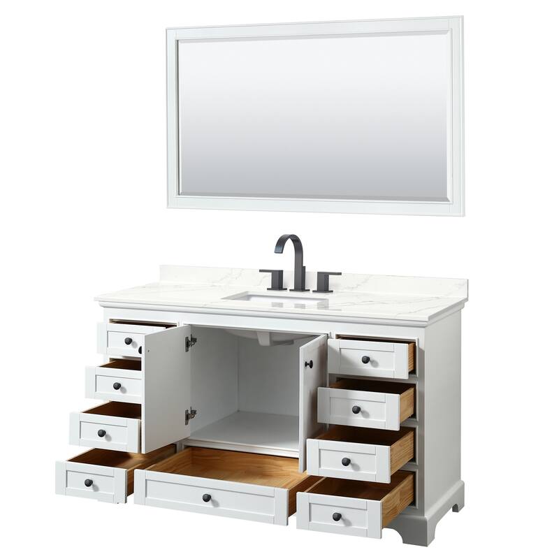 Deborah 60-inch Single Vanity, Quartz Top, 58-inch Mirror