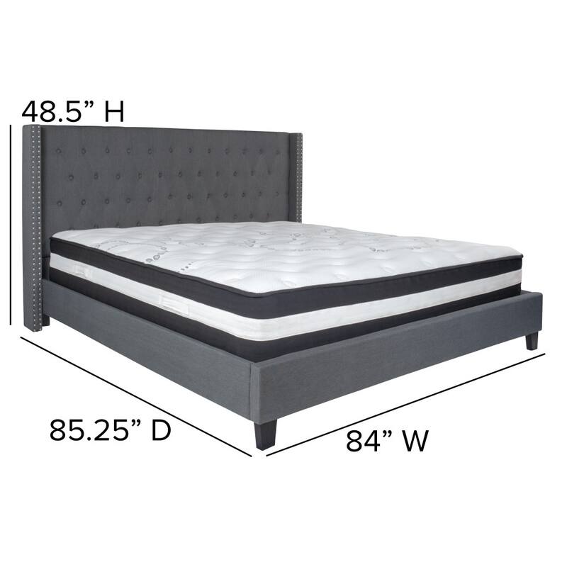 Tufted Upholstered Platform Bed with Pocket Spring Mattress