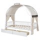 preview thumbnail 5 of 18, Twin Size Bed with Arched Canopy and Integrated Drawers , Pinewood Construction, Playful Tent