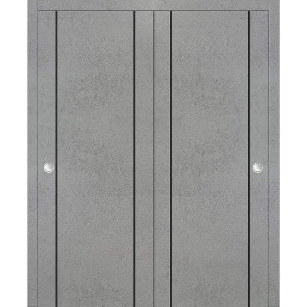 Bypass Doors 36 x 80 Planum 0016 Concrete with Sturdy Rails