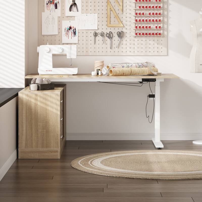 Super-Sized Standing Desk with Electric Lift - 63"x31.5"PC Desktop Electric Height Adjustable Standing Desk