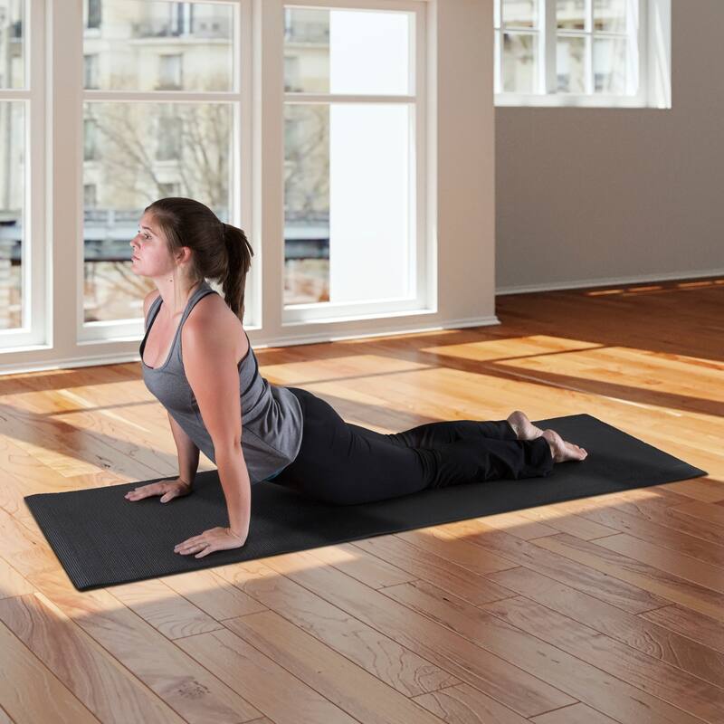 Yoga Mat - Double Sided 1/4-Inch Workout Mat - 71x24-Inch Exercise Mat for Home Fitness with Carrying Strap by Wakeman