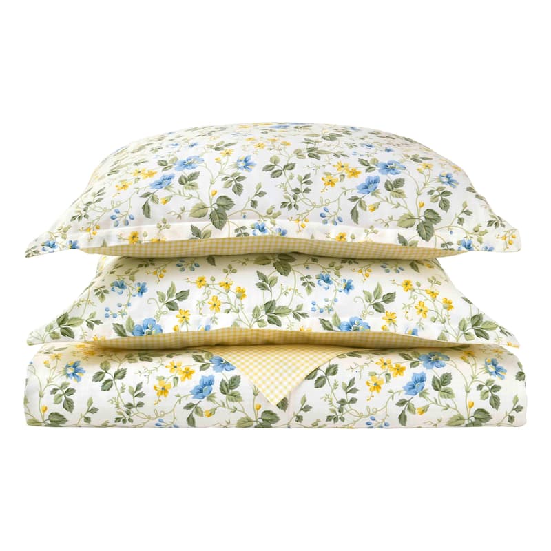 Laura Ashley Meadow Floral Cotton Blue Duvet Cover Set