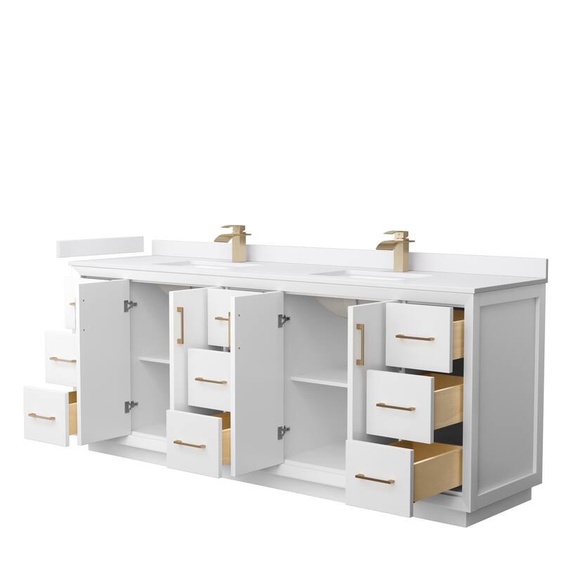 Strada 84-Inch Double Vanity Set, Cultured Marble Top