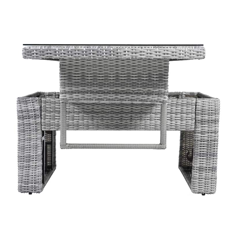 Outdoor Furniture Set Patio Rattan Furniture Set with an Adjustable Table, Recliners with Extendable Side Tables