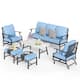 MAISON ARTS 6/7-Piece Patio Conversation Sets, Sofa Set with 2/4 x Single Chairs, 1 x 3-seater Sofa and Coffee Table/Ottomans