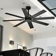 preview thumbnail 1 of 9, Timechee 65" Indoor 8-Blades Wood Ceiling Fan with Remote Control - 65 Inches Black