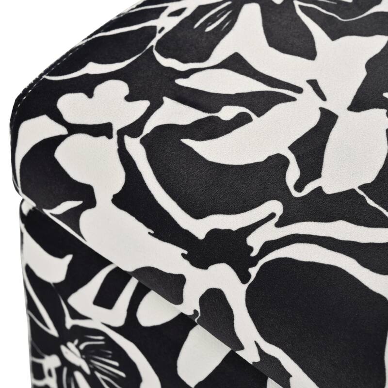 Luxury Storage Ottoman with Floral Patterned Fabric
