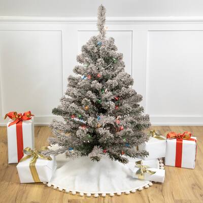 3' Medium Heavily Flocked Madison Pine Artificial Tree Multi Lights - 3 Foot