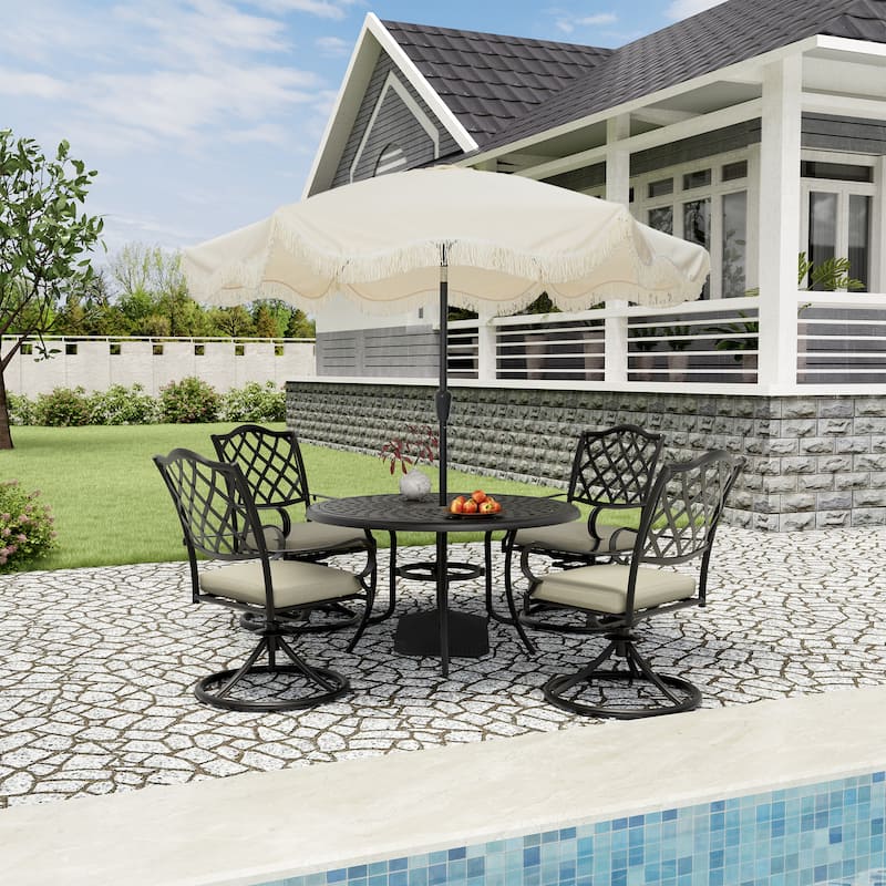 Clihome 9 Ft. Bohemian Fringed Patio Market Umbrella