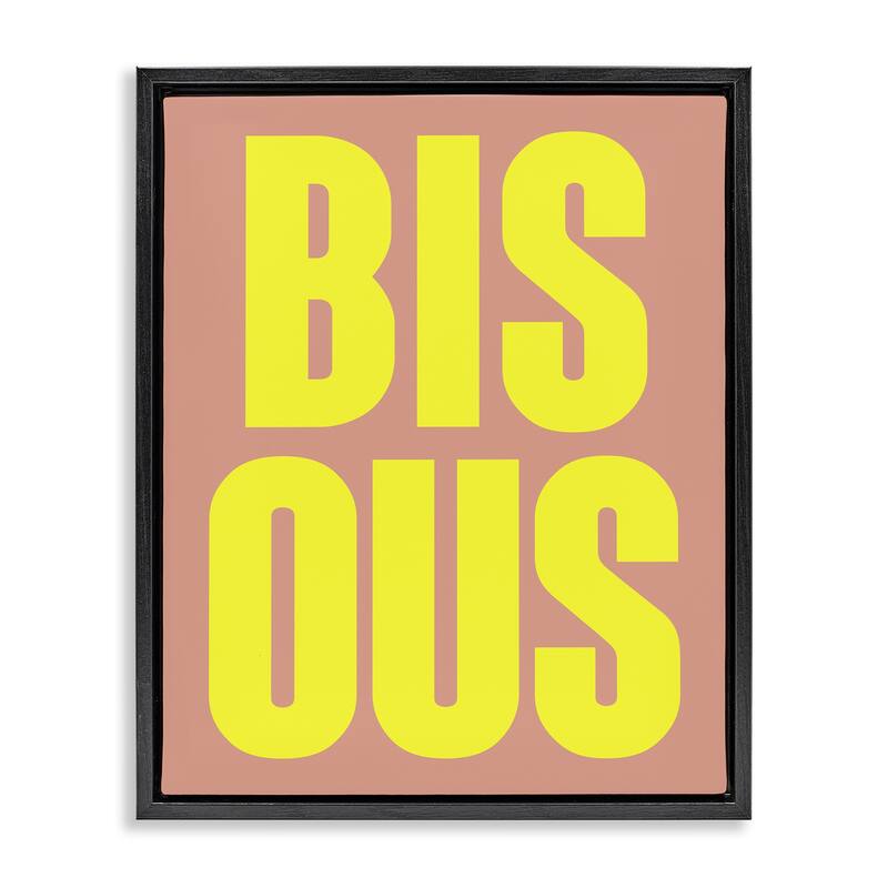 Stupell Bisous Kiss Typography Framed Floater Canvas Wall Art Design By House of Lulu - 25 x 31 - Black