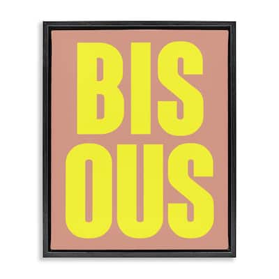 Stupell Bisous Kiss Typography Framed Floater Canvas Wall Art Design By House of Lulu