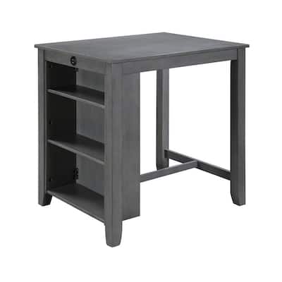 Graham 36" Wide Small Space Counter Height Dining Table with USB Charging Ports and Shelves