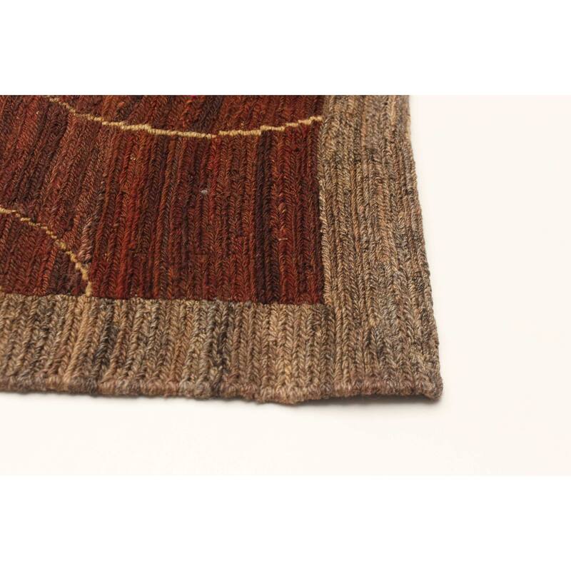 ECARPETGALLERY Flat-Weave Natural Burgundy Wool Tapestry Kilim - 5'5 x 7'1