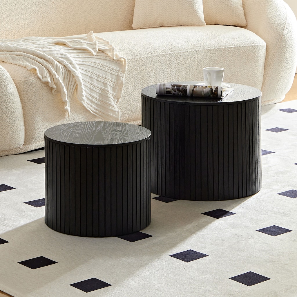 Nested Table Set 2 Pieces End Table Coffee Table Bedside Table with Various functions Chair Footstool for Living Room
