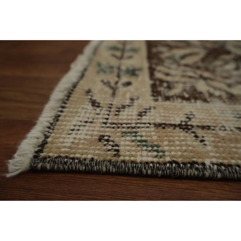 Hand Knotted Oriental 100% Wool Carpet Transitional Floral Beige & Ivories Anatolian Area Rug - 9' 1'' X 5' 4''