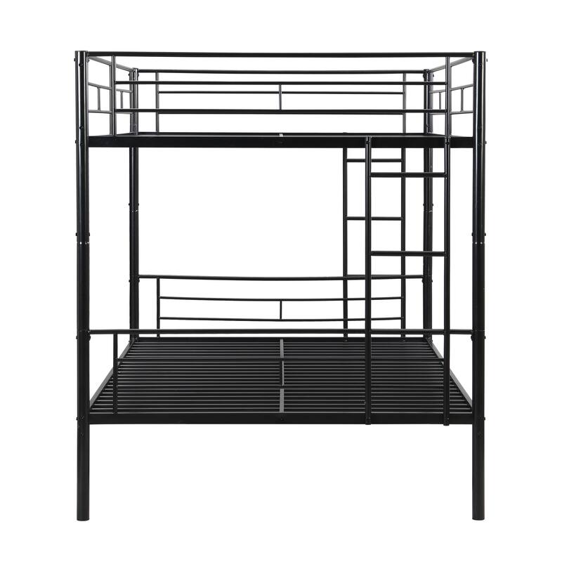 Full Over Full Metal Bunk Bed Heavy Duty Bunk Beds with 2 Side Ladders, Convertible Bedframe