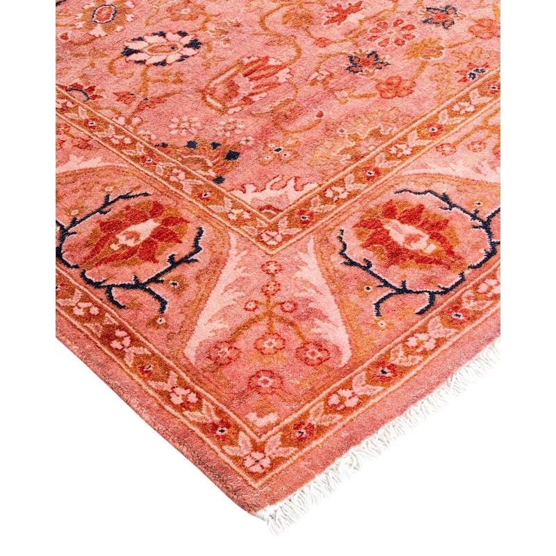 Overton Hand Knotted Wool Vintage Inspired Modern Contemporary Overdyed Pink Area Rug - 3' 1" x 5' 7"