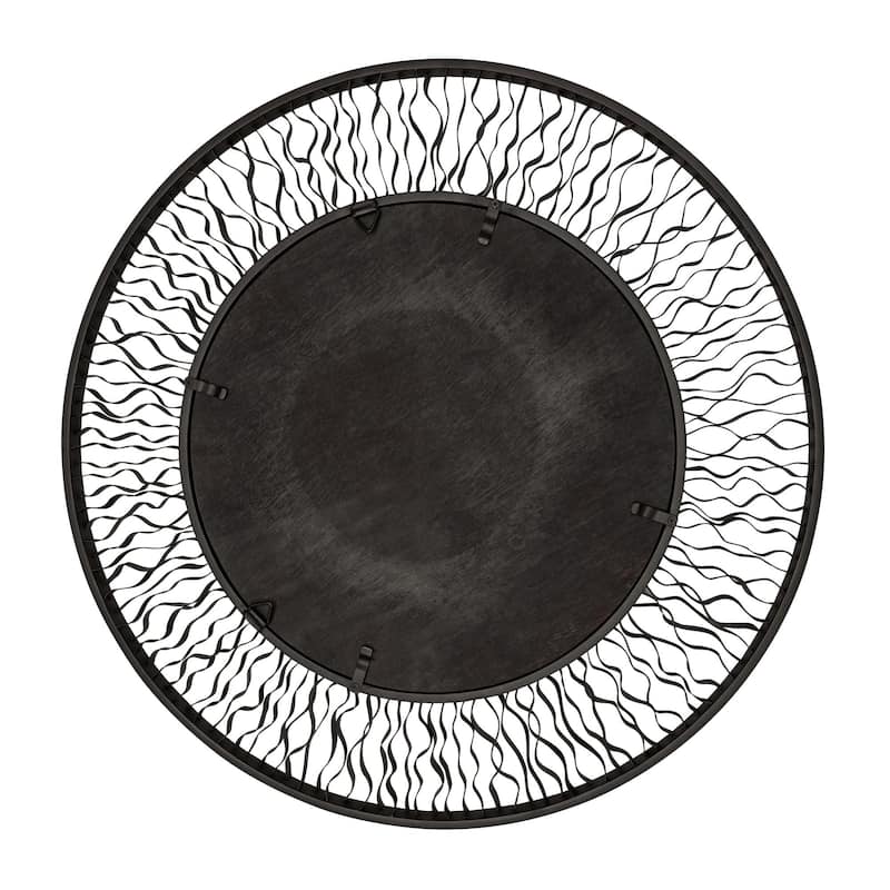 Smithsonian Estela 30 Inch Black and Gold Round Wall Mirror - N/A