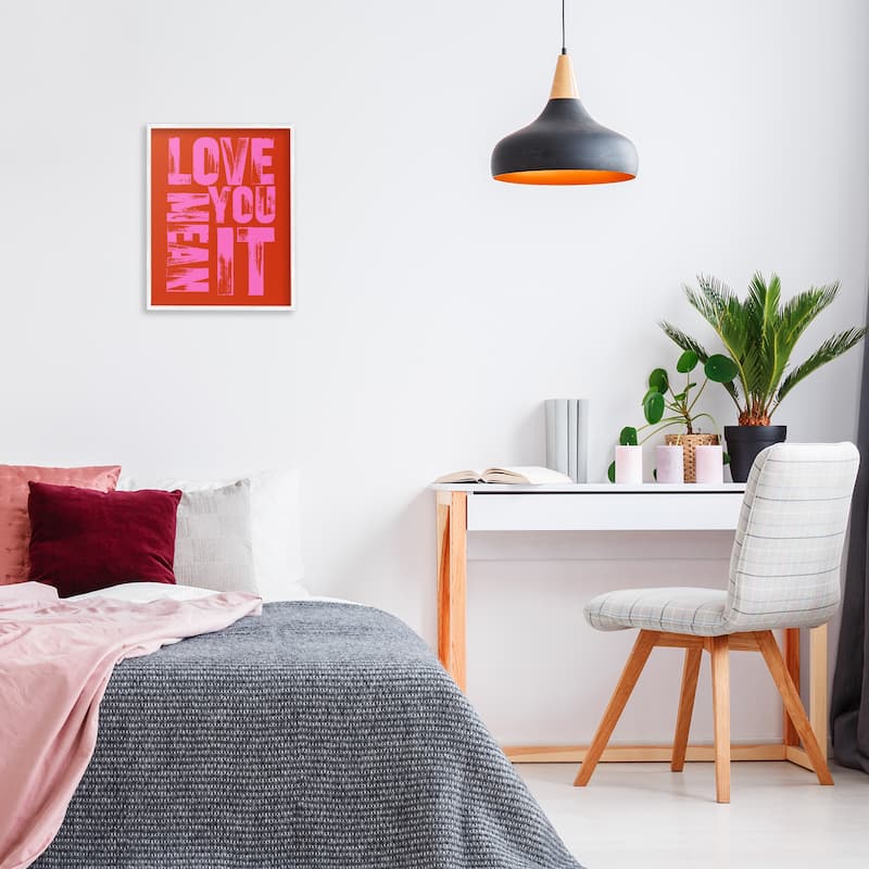 Stupell Love You Mean It on Red Framed Giclee Art Design By House of Lulu