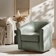preview thumbnail 16 of 49, HULALA HOME Althea Modern Genuine Leather Swivel Barrel Chair with Solid Wood Base