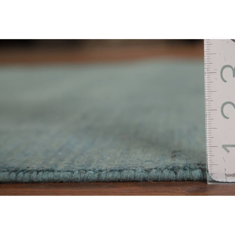 Aqua Blue & Green Modern Gabbeh Oriental Area Rug Handmade Wool Carpet - 4'10" x 6'10"