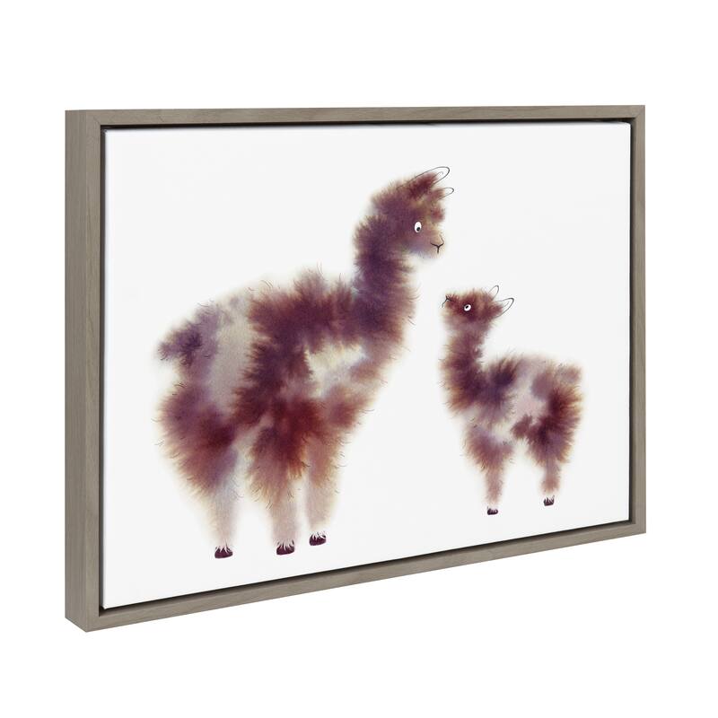 Kate and Laurel Sylvie Animal Floofs Framed Canvas by Faryn Hughes - 18x24 - Grey