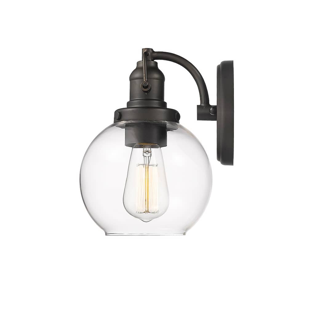 1 Light Clear Bubble Glass Wall Sconce in Bronze