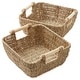 preview thumbnail 25 of 45, Hyacinth Seagrass Oval Storage Baskets with Wooden Handles Woven Bins