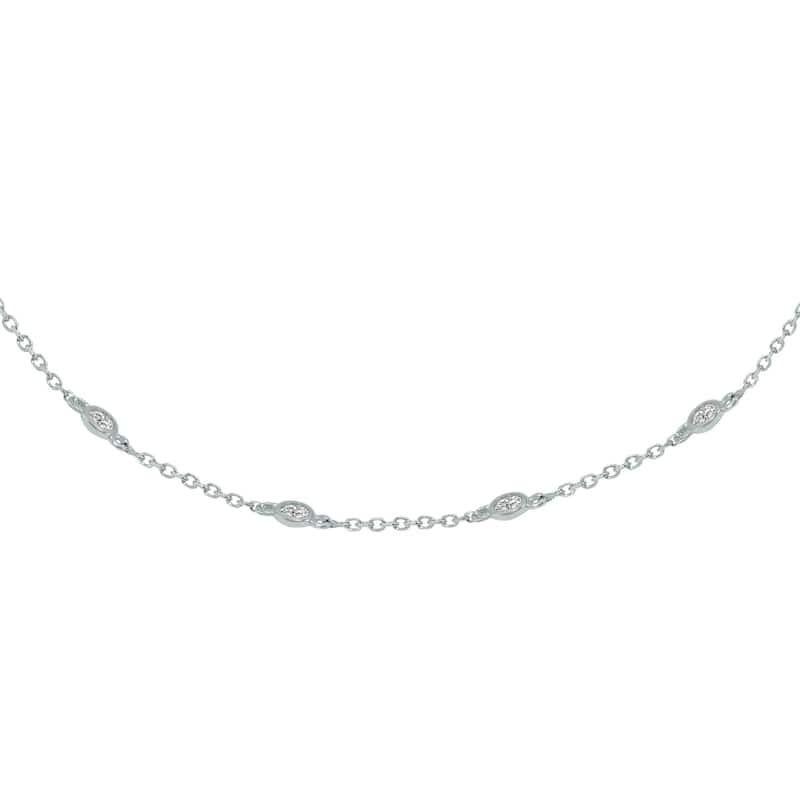 Marquee 1/4 Carat TW Bezel Set Lab Grown Diamond Station Bracelet in 14K White Gold