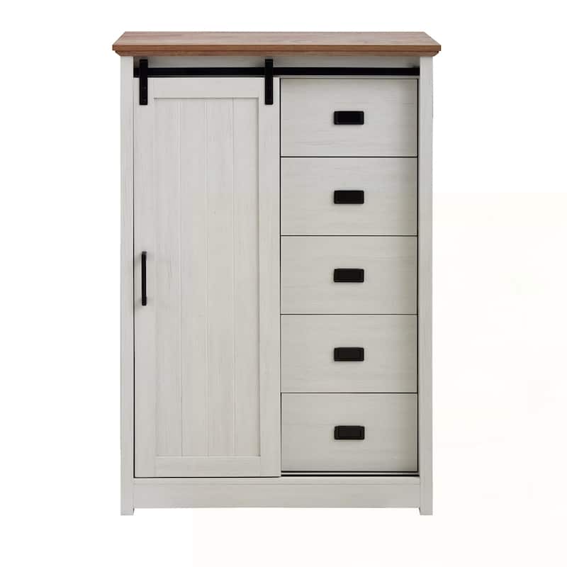 Storage Organizer Dresser with Sliding Barn Door