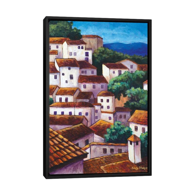 iCanvas "Spanish Village" by Candy Mayer Framed Canvas Print - Black - 40x26